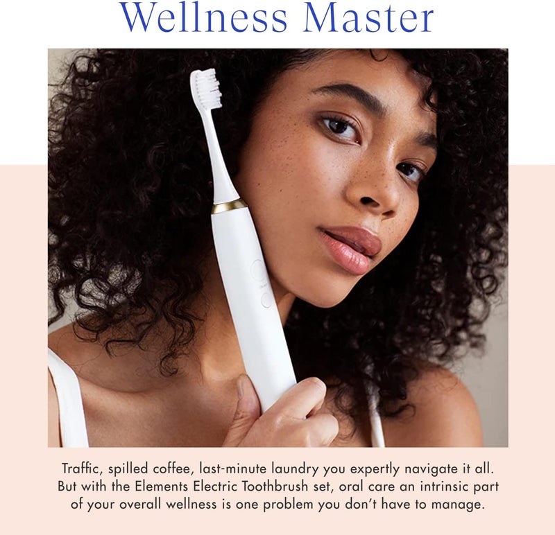 Vanity Planet Elements Ultrasonic Electric Toothbrush - Gold - Advanced Oral Care with UV Sanitizing Charger Base with 3 Replacement Heads - 99.9% Effective Keeping Your Teeth Clean - Image 5